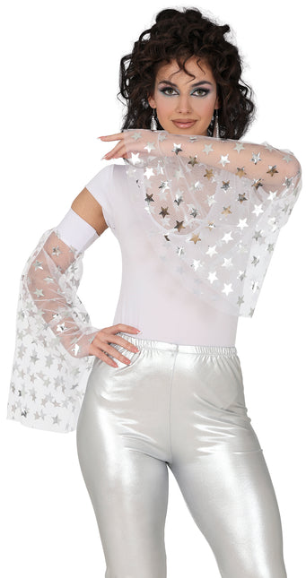 Disco 70S Mangas Mariposa Estrellas Plateadas