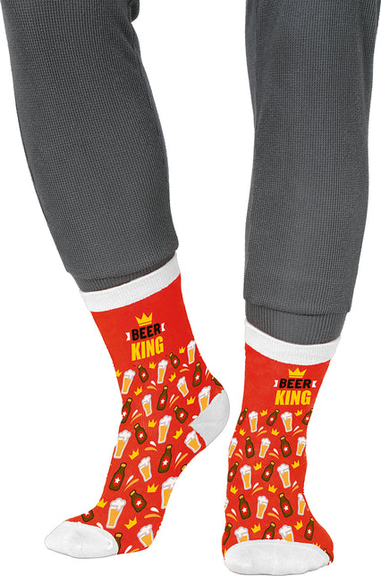 Calcetines Rey Oso Adultos Rojo