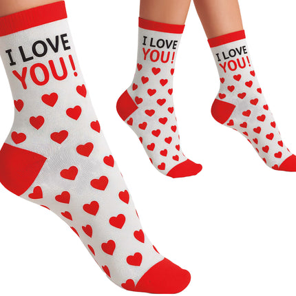 Calcetines Corazón Blanco Rojo Adultos