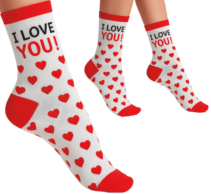 Calcetines Corazón Blanco Rojo Adultos