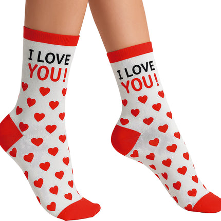 Calcetines Corazón Blanco Rojo Adultos