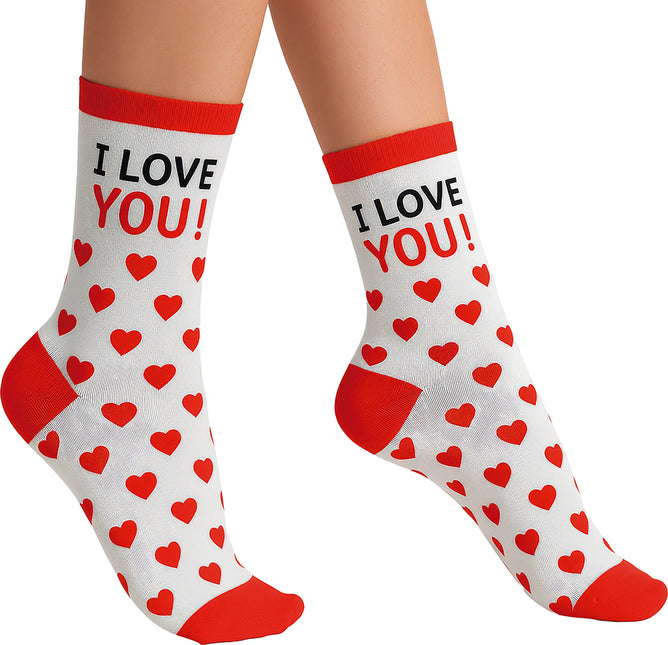 Calcetines Corazón Blanco Rojo Adultos
