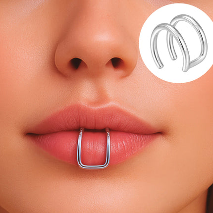 Doble piercing labial falso Plata