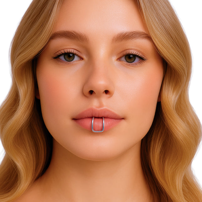 Doble piercing labial falso Plata