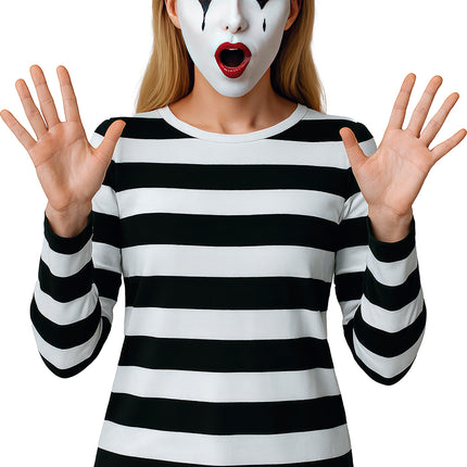 Camisa Blanca Negra Rayas Señoras