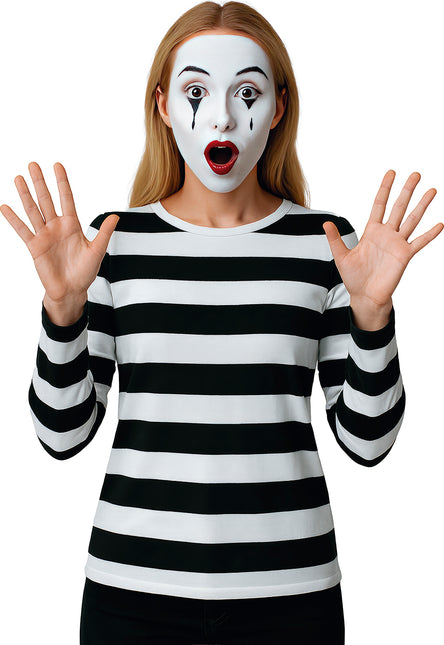 Camisa Blanca Negra Rayas Señoras