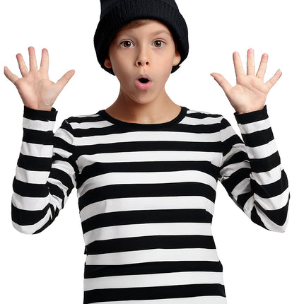 Camisa Negra Blanca Niño Rayas