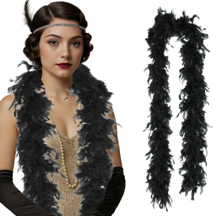 Pluma de boa, 80 gr negra