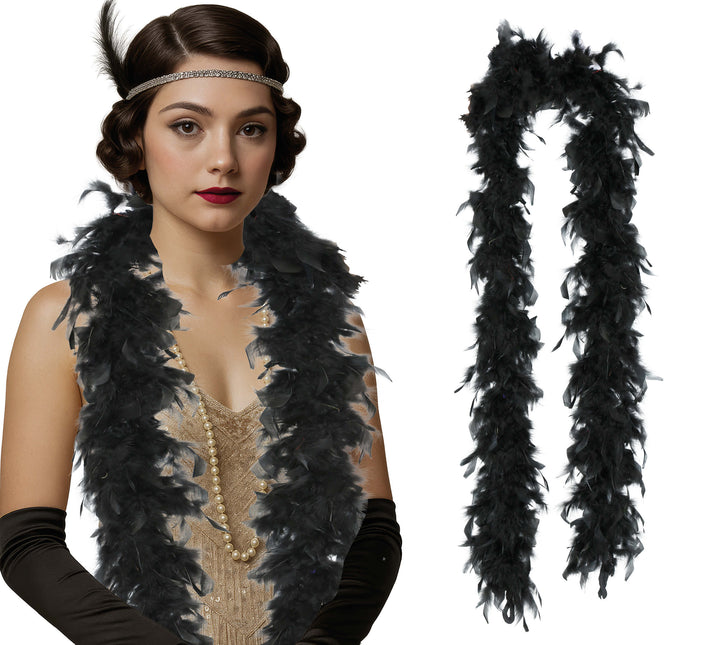 Pluma de boa, 80 gr negra