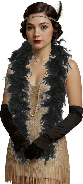 Pluma de boa, 80 gr negra