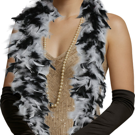 Pluma de boa, 80 gr negro/blanco