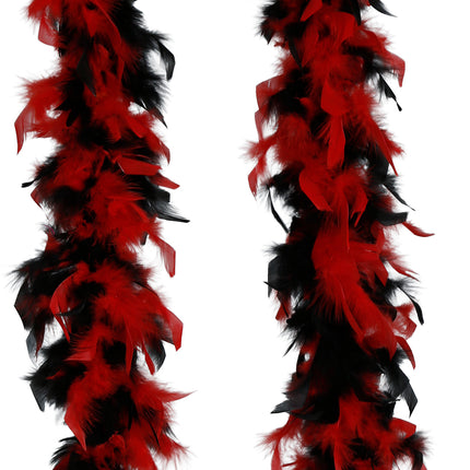 Pluma de boa, 80 gr rojo/negro