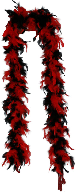Pluma de boa, 80 gr rojo/negro