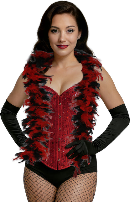 Pluma de boa, 80 gr rojo/negro