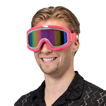 Gafas de esquí de fiesta Rave rosa neón UV