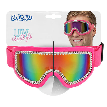 Gafas de esquí de fiesta Rave rosa neón UV