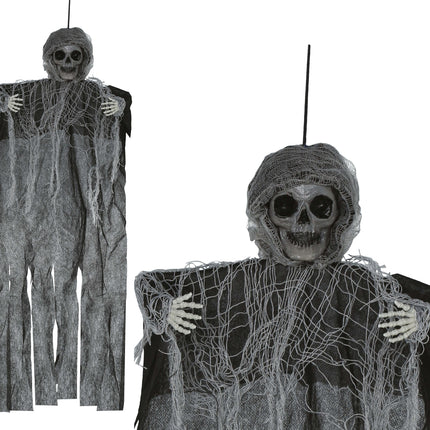 Muñeca Halloween Esqueleto Negro Con Capa 60cm