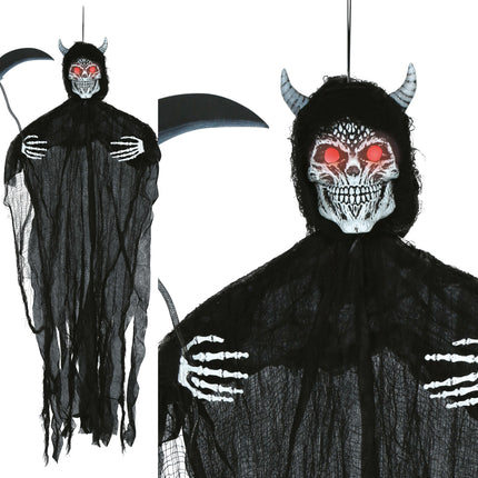 Muñeco de Halloween Diablo Esqueleto Con Luz Y Sonido 1,3m
