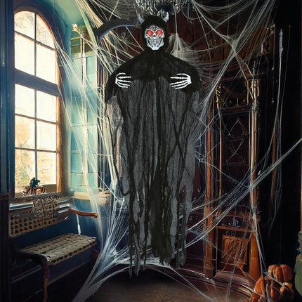 Muñeco de Halloween Diablo Esqueleto Con Luz Y Sonido 1,3m