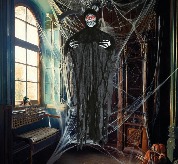 Muñeco de Halloween Diablo Esqueleto Con Luz Y Sonido 1,3m