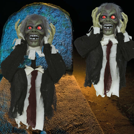 Muñeca Halloween Zombie Con Luz, Sonido Y Movimiento 55cm