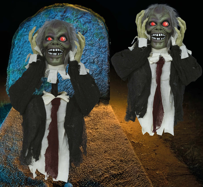 Muñeca Halloween Zombie Con Luz, Sonido Y Movimiento 55cm