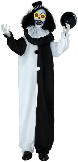 Muñeco Halloween Payaso Blanco Negro Con Luz Y Sonido 1,7m