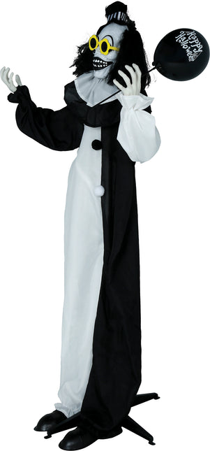 Muñeco Halloween Payaso Blanco Negro Con Luz Y Sonido 1,7m