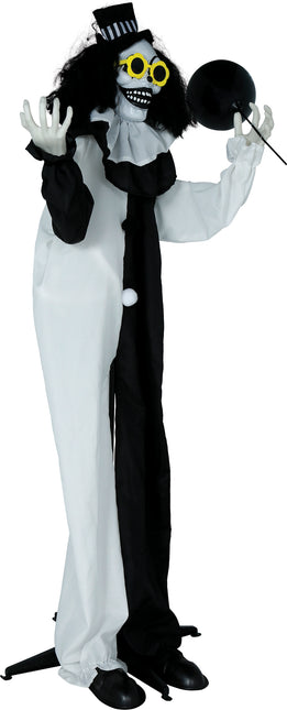 Muñeco Halloween Payaso Blanco Negro Con Luz Y Sonido 1,7m