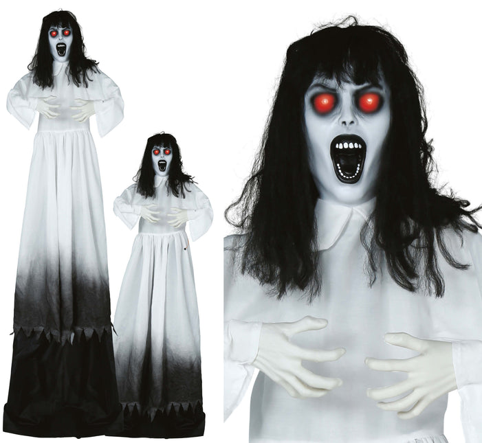 Muñeca Halloween Mujer Zombie Con Luz, Sonido Y Movimiento 1,8m