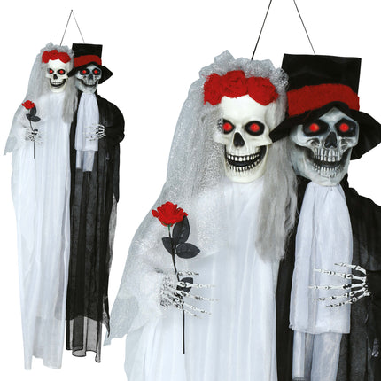 Muñeca Halloween Pareja Nupcial Con Luz Y Sonido 1,85m