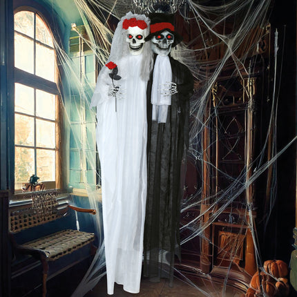 Muñeca Halloween Pareja Nupcial Con Luz Y Sonido 1,85m