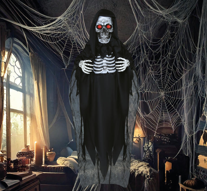 Muñeco Halloween Esqueleto Con Luz Y Sonido 1,8m