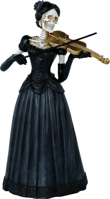 Halloween Esqueleto Mujer Con Violín 26cm