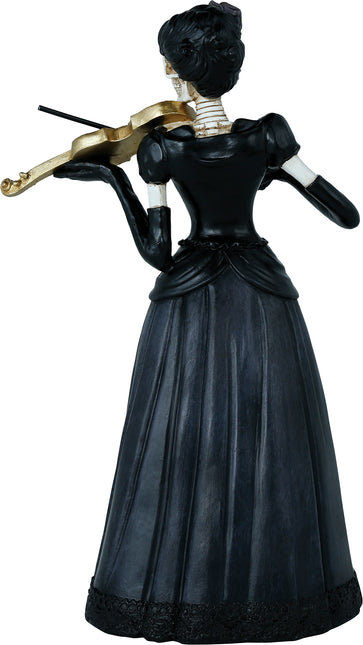 Halloween Esqueleto Mujer Con Violín 26cm