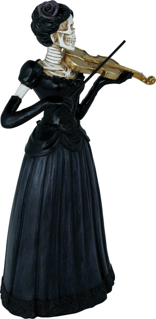 Halloween Esqueleto Mujer Con Violín 26cm