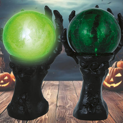 Decoración de Halloween Mano Con Esfera De Cristal Y Luz 14,5cm
