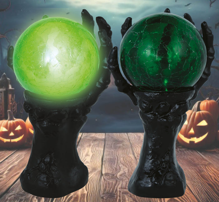 Decoración de Halloween Mano Con Esfera De Cristal Y Luz 14,5cm