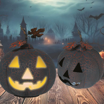 Decoración de Halloween Calabaza de metal con luz 20cm