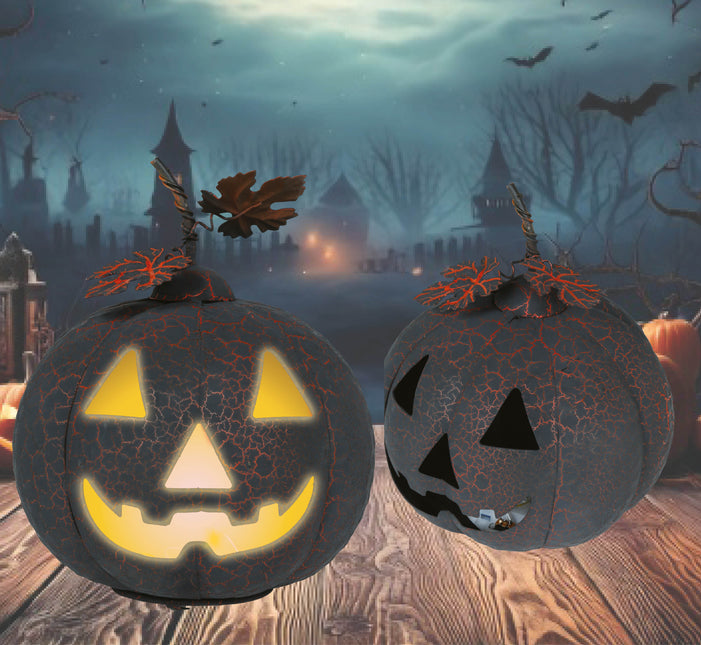 Decoración de Halloween Calabaza de metal con luz 20cm