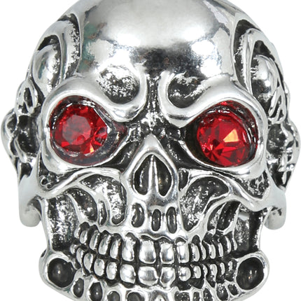 Anillo Plata Roja Calavera