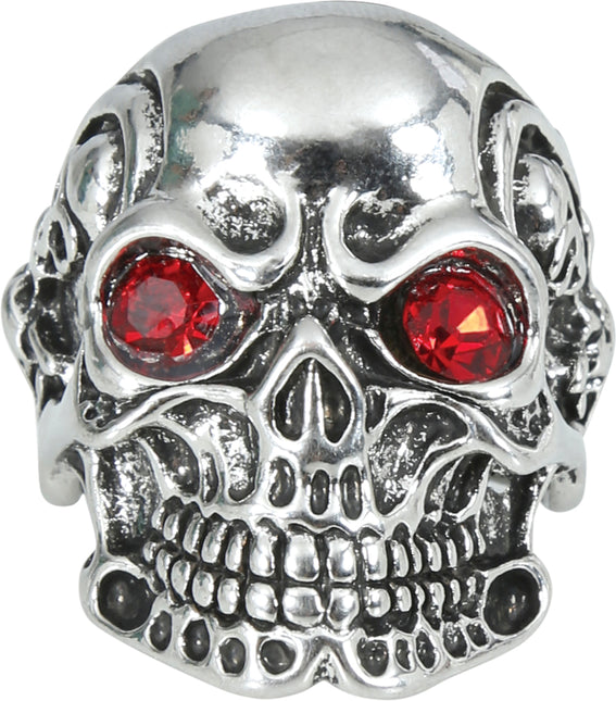 Anillo Plata Roja Calavera