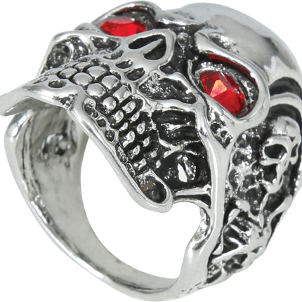 Anillo Plata Roja Calavera