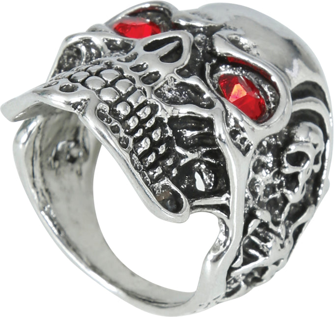 Anillo Plata Roja Calavera