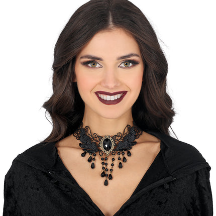 Collar negro con cuentas