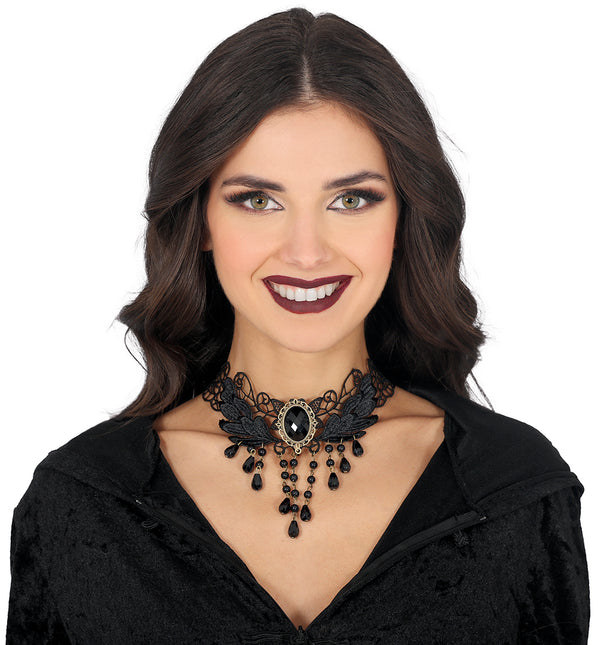 Collar negro con cuentas