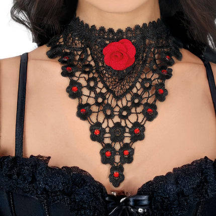 Collar Negro Rojo Rosa