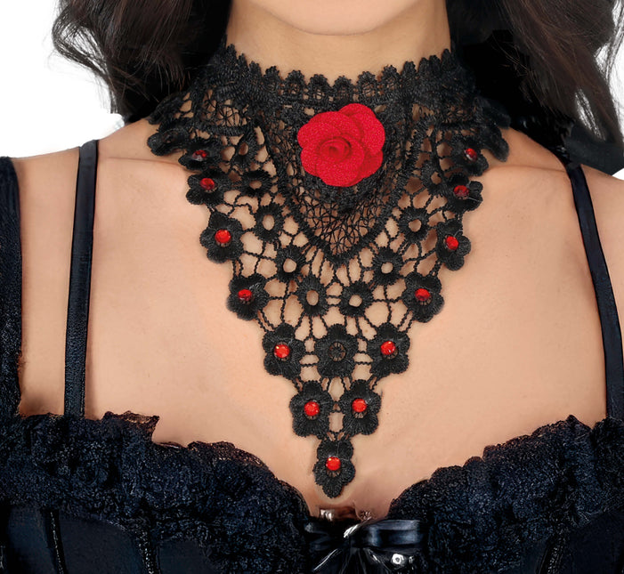 Collar Negro Rojo Rosa