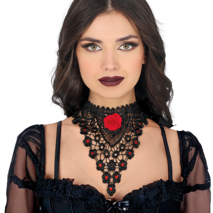 Collar Negro Rojo Rosa