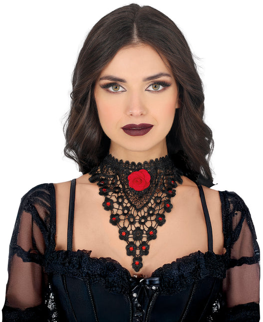 Collar Negro Rojo Rosa